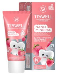 Зубная паста детская Tiswell со вкусом клубничного пломбира Nano Mineral 60г
