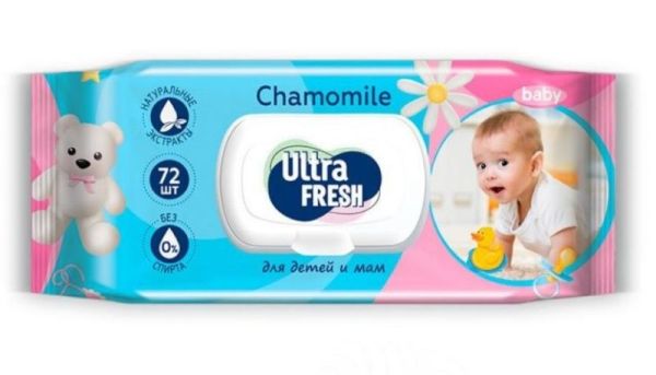 Салфетки влажные Ultra Fresh Baby для детей и мам с клапаном №72 фотография